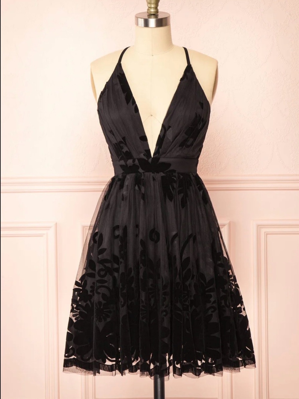 Black Plunging Mini Dress